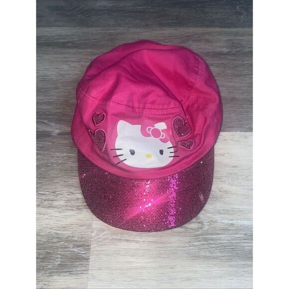 Hello Kitty Youth Pink Hat with Sequin Bill Cadet Style Clean - Picture 1 of 5